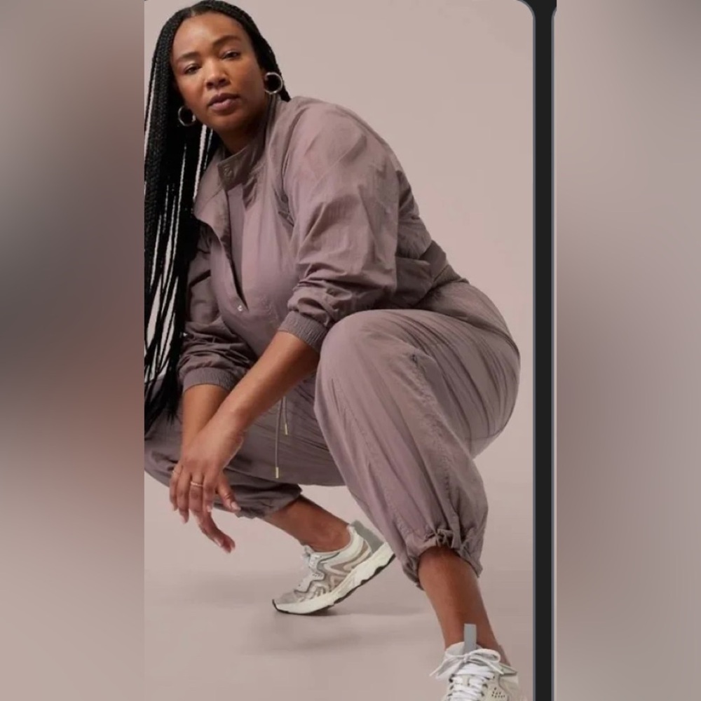 Athleta x Alicia Keys Keys Utility Jumpsuit gold hardware smoked almond - Picture 2 of 11